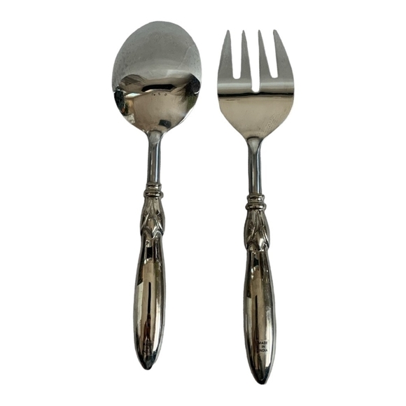 Set of 2 Serving Silverware Spoon & Fork Set Stainless Steel Serving Spoon Fork - Picture 5 of 6